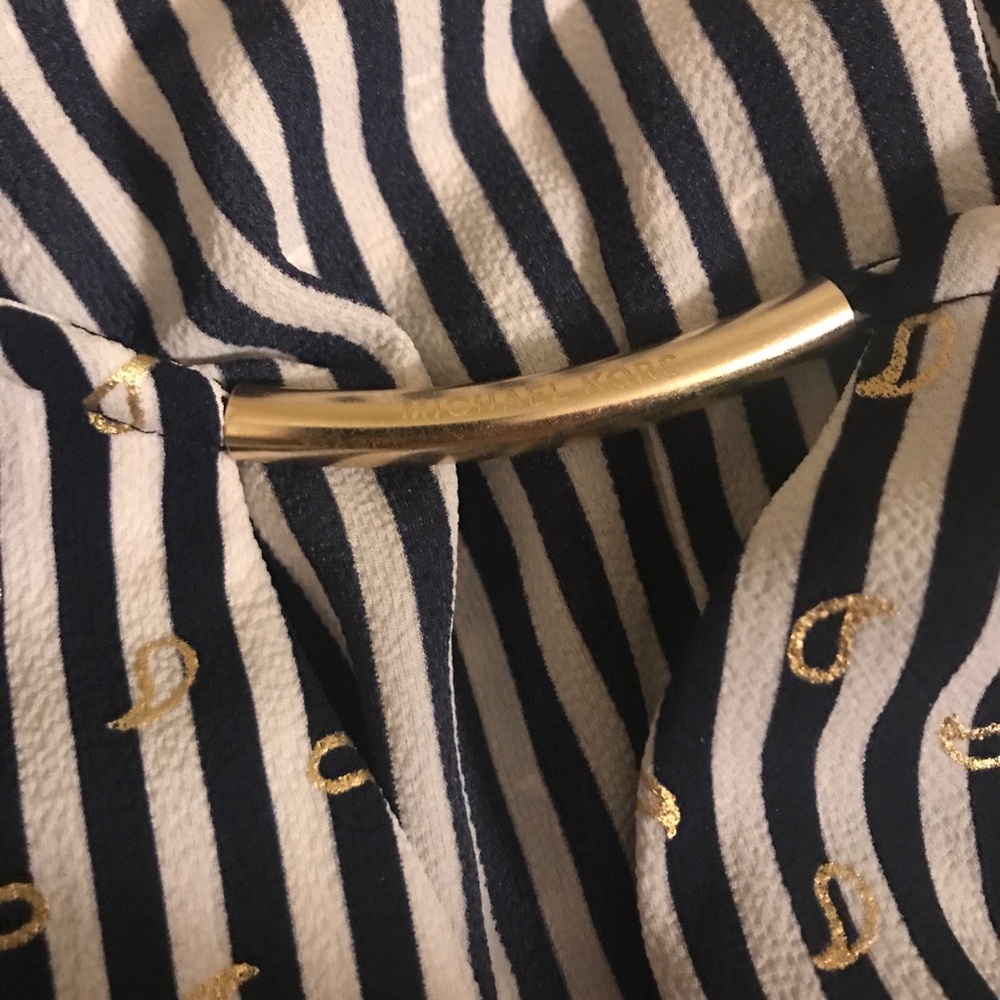 New Michael Kors Stripe & Paisley Printed Blouse - Picture 6 of 7
